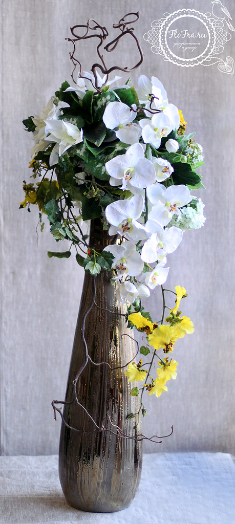 композиция в золотой вазе www.flofra.ru « Блог Флориста, Кемерово, цветы,букеты, композиции, коллажи, уроки